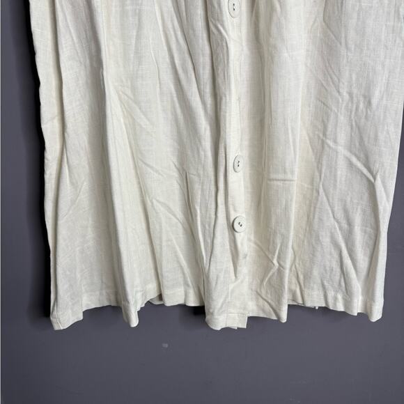 Charlie Holiday White Button Front Linen Belted Skirt Size 4 - Picture 3 of 6